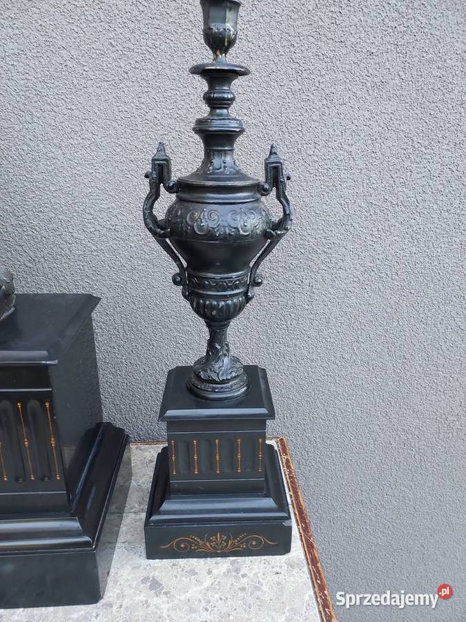 Stary zegar kominkowy Vincenti Cie kandelabry Tczew