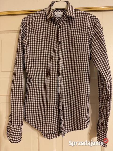 Koszula męska S Zara Slim Fit w kratkę brązowa Częstochowa