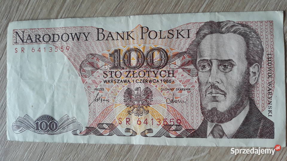100 złotych 1VI1986 seria SR 2 Konin