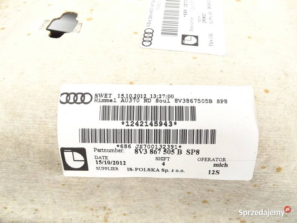 PODSUFITKA KOMPLETNA CZARNA SLINE 8V3867505B małopolskie