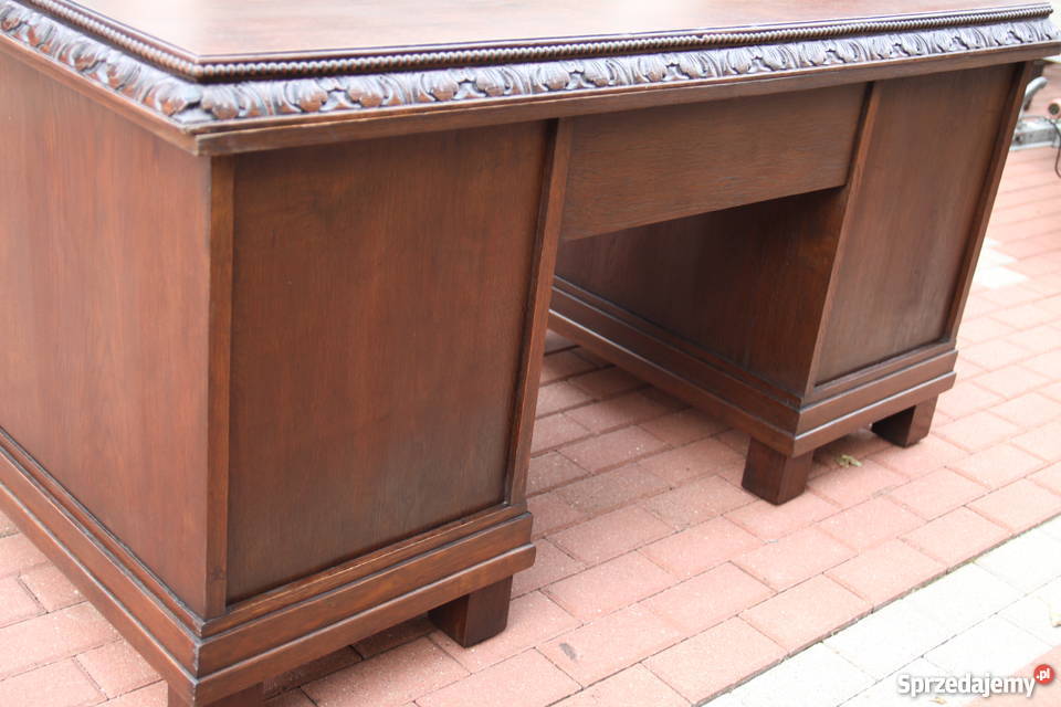 Biurko dębowe stareantyk dwustronne odnowione wielkopolskie Swarzędz