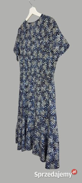 Damska sukienka niebieska w kwiaty z krótkim Odzież damska małopolskie Chrzanów