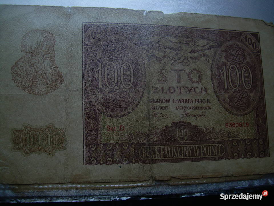 Banknot 100,- zł z 1940r.