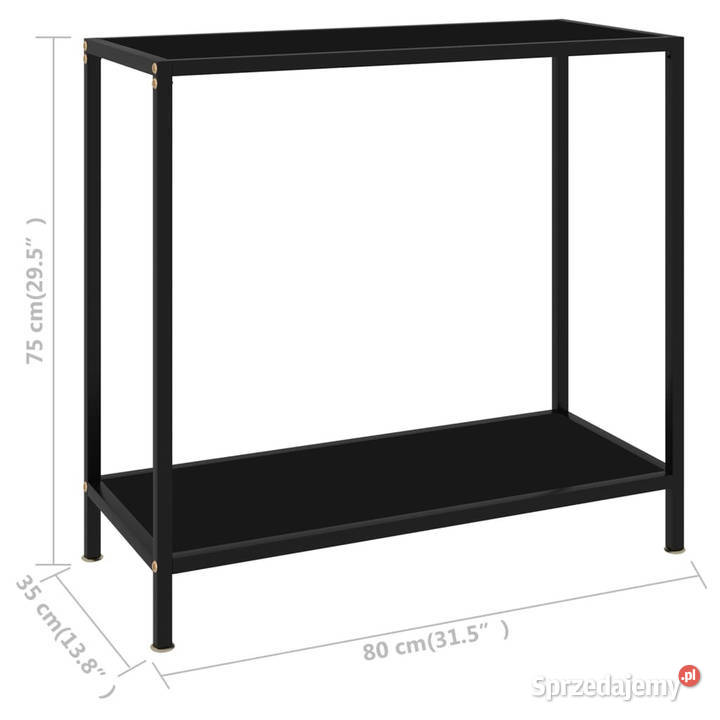 Stolik konsolowy czarny 80x35x75 szkło hartowane Warszawa sprzedam