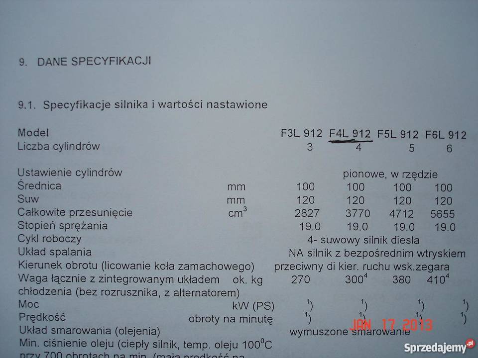 Instrukcja obsługi silnika DEUTZ F36 L912 Szczecin