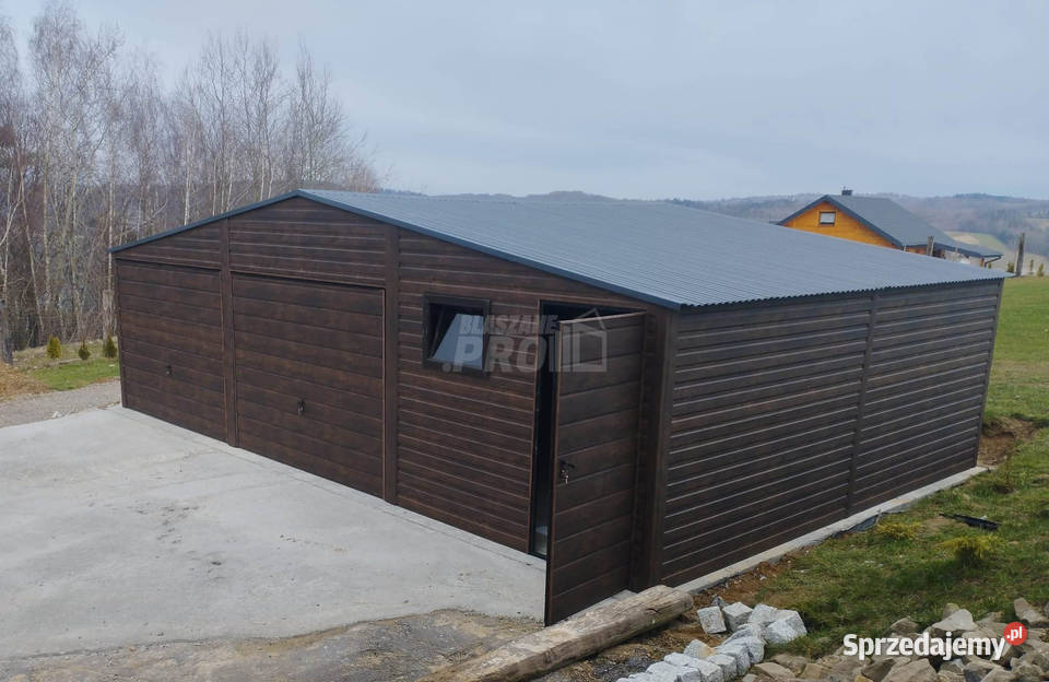 Garaż blaszany 9x6 2x Brama uchylna drzwi okno 54m2
