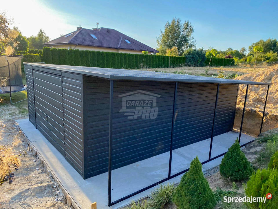 Garaż blaszany 5x6m wiata 1m brama antracyt dach Sprzedaż Poznań