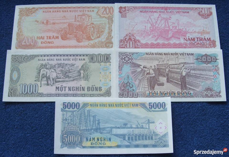 WIETNAM Kolekcjonerskie Banknoty Zestaw 5 sztuk Katowice
