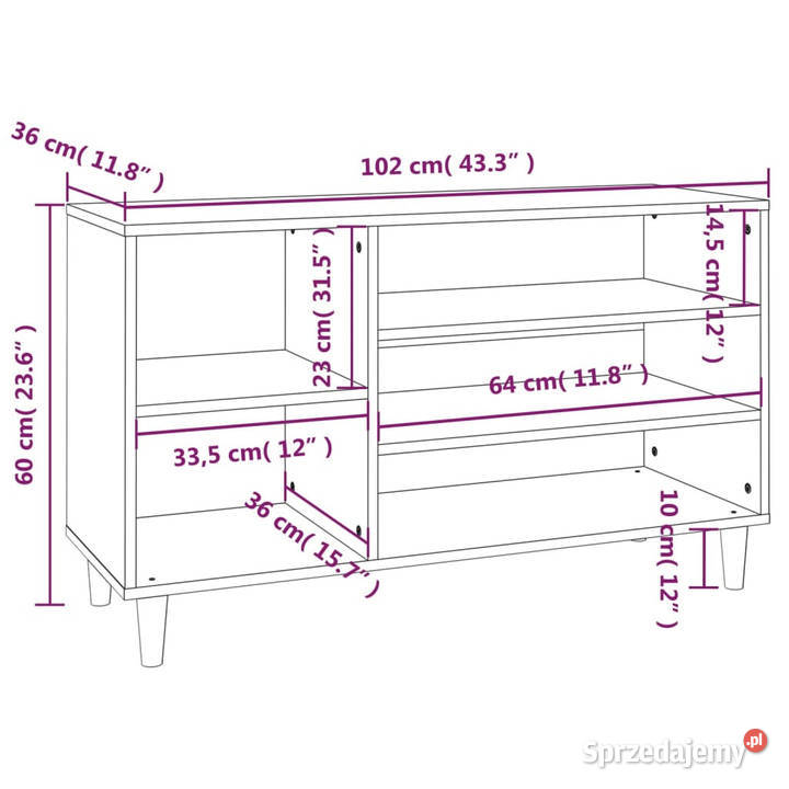 Szafka na buty szary dąb sonoma 102x36x60 Warszawa