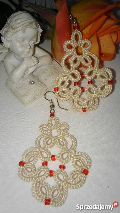 Kolczyki Frywolitkowe Wiśniowa