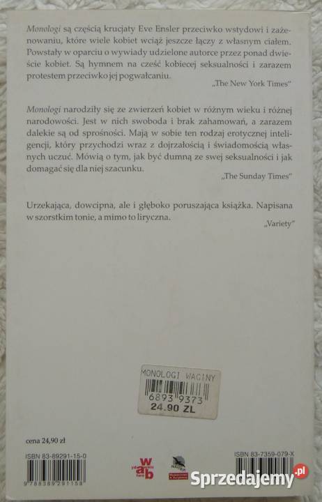 Monologi waginy Eve Ensler Warszawa sprzedam