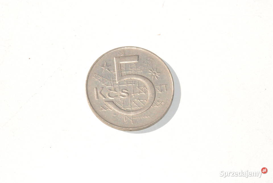 Stara moneta 5 koron Czechosłowacja 1990 antyk