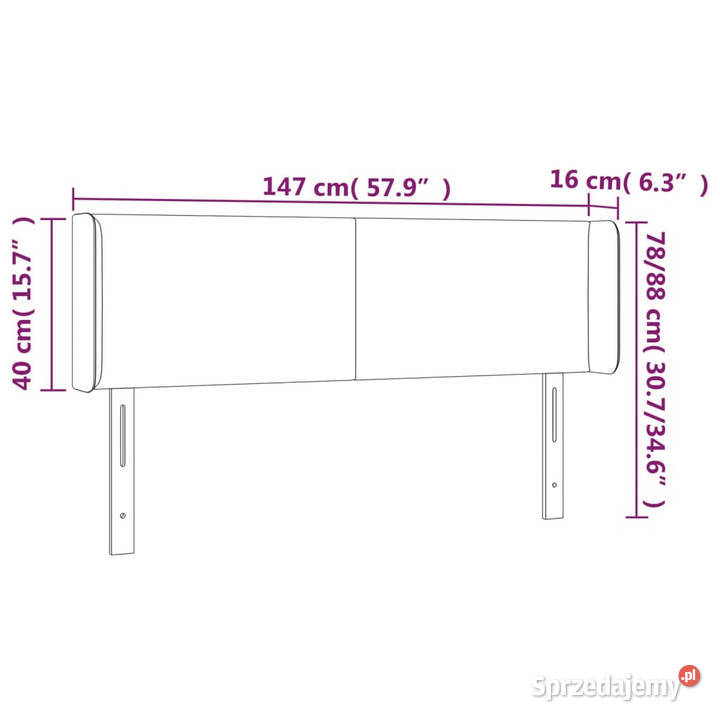 Zagłówek do łóżka z LED czarny 147x16x7888 mazowieckie Warszawa