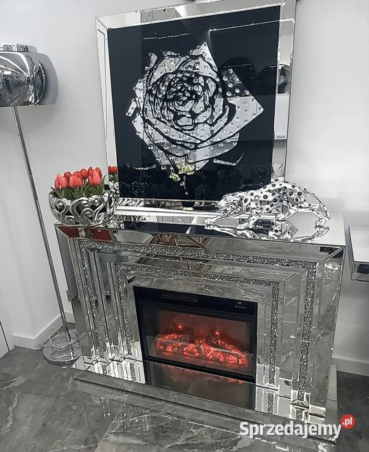 Lustrzany obraz z kryształkami Glamour Róża Golkowice