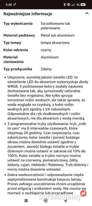 Oświetlenie akwariowe LED łódzkie Bełchatów sprzedam
