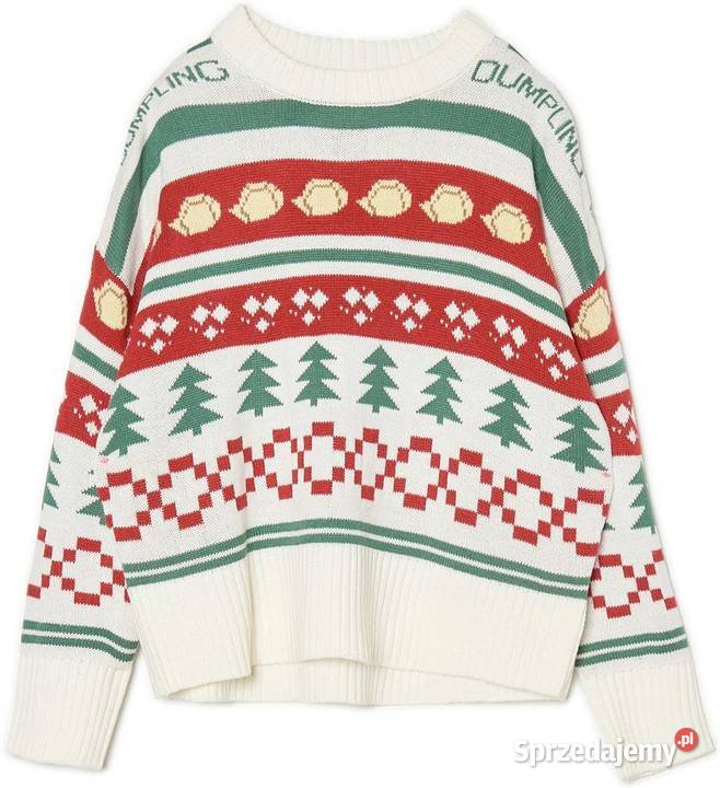 Cropp Sweter świąteczny pierogi choinki czerwony Warszawa sprzedam
