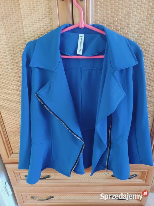 Taliowany żakiet na zamek niebieski