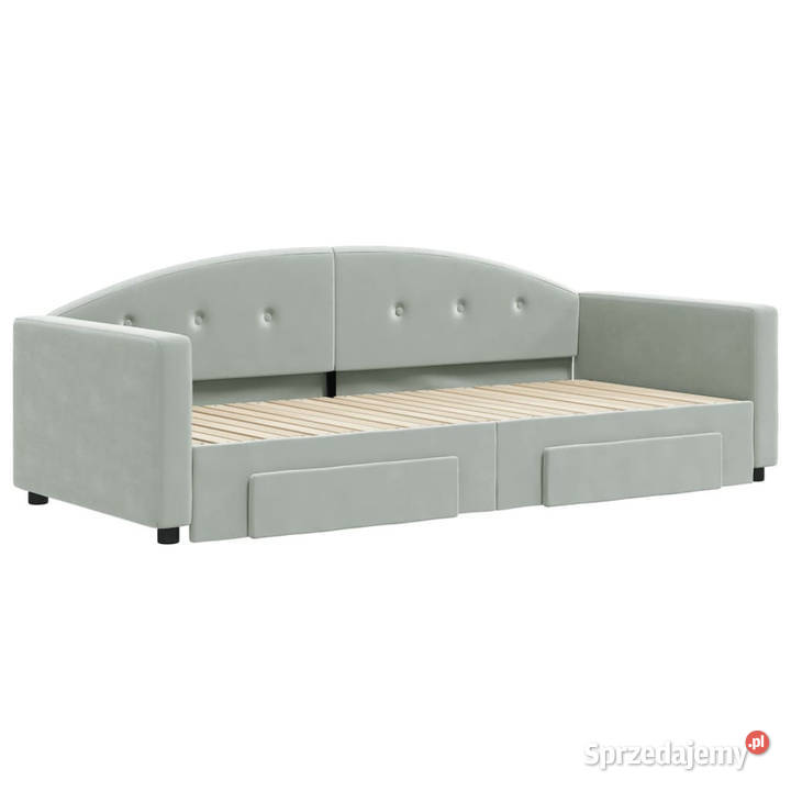 Sofa rozsuwana z szufladami jasnoszara aksamit Warszawa
