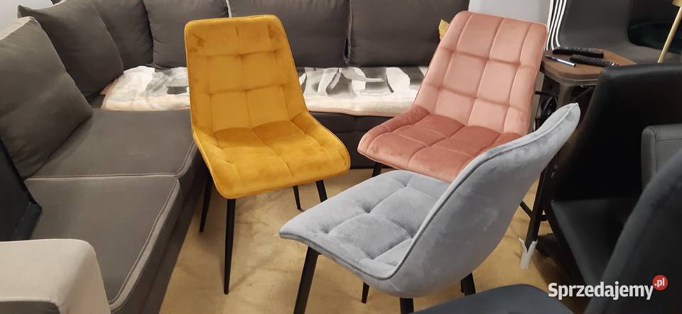 krzesła szare czarne welur LOFT GLAMOUR nowe Ostrowiec Świętokrzyski sprzedam
