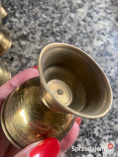 Komplet starych metalowych kieliszków do jajek Legnica