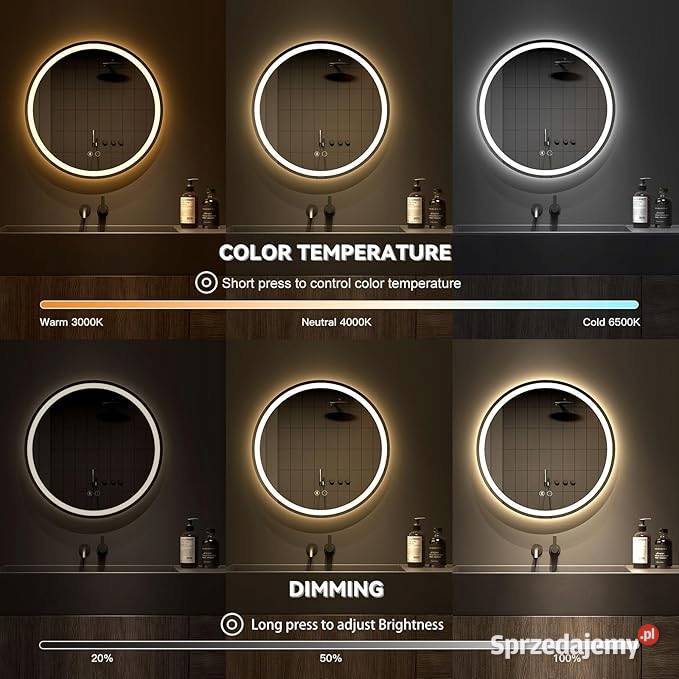 Lustro ścienne Dripex koło 500 x 500 mm Myszyniec sprzedam