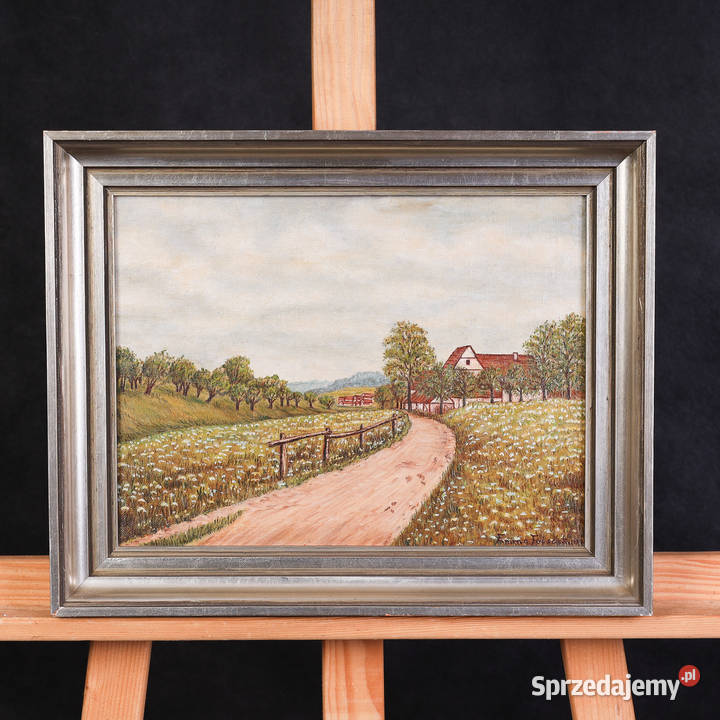 ARTexpert Obraz Olejny Sielski Krajobraz Wiejski zachodniopomorskie Dobrzany