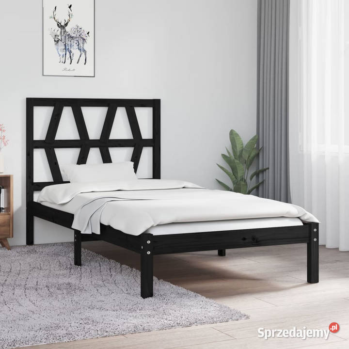 Rama łóżka czarna lite drewno sosnowe pojedyncza 31cm mazowieckie