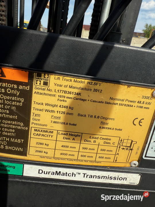 wózek widłowy HYSTER H25FT LPG Triplex 49m sprzedam