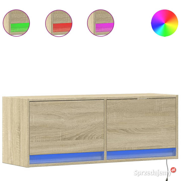 Ścienna szafka TV z LED dąb sonoma 100x31x35 Warszawa