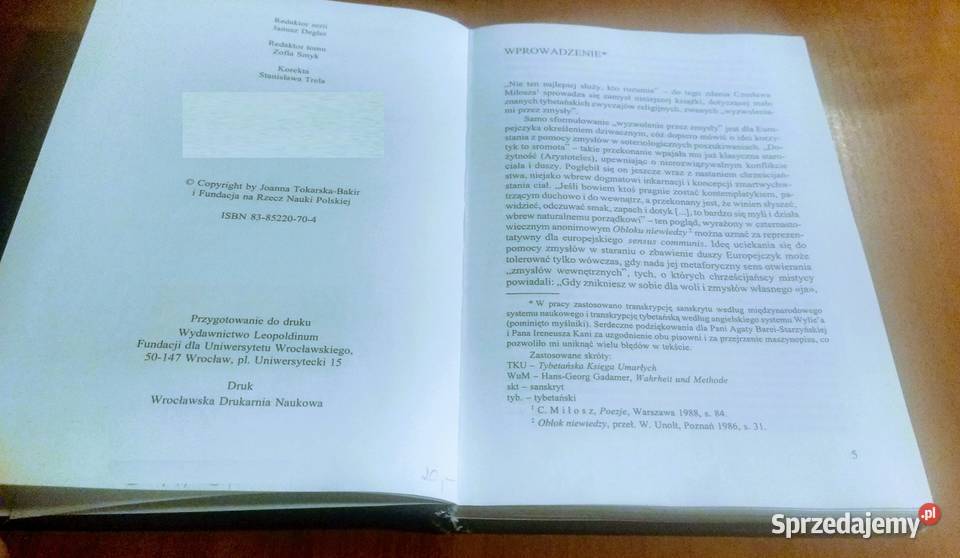 Wyzwolenie zmysły tybetańskie koncepcje Rok wydania 1997 pomorskie