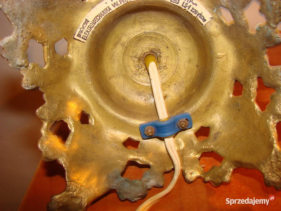 mosiężna lampa stołowa PRL Pruszcz Gdański