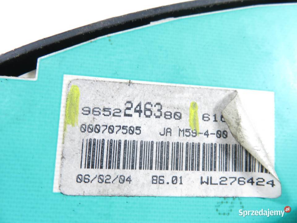 LICZNIK PEUGEOT PARTNER I 20 HDI 9652246380 osobowe