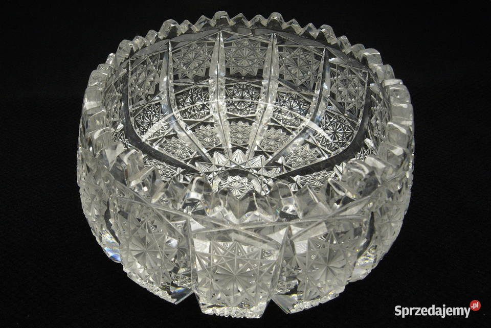 Antyk Wyjątkowa Czeska Misa Kryształowa lata Porcelana i szkło