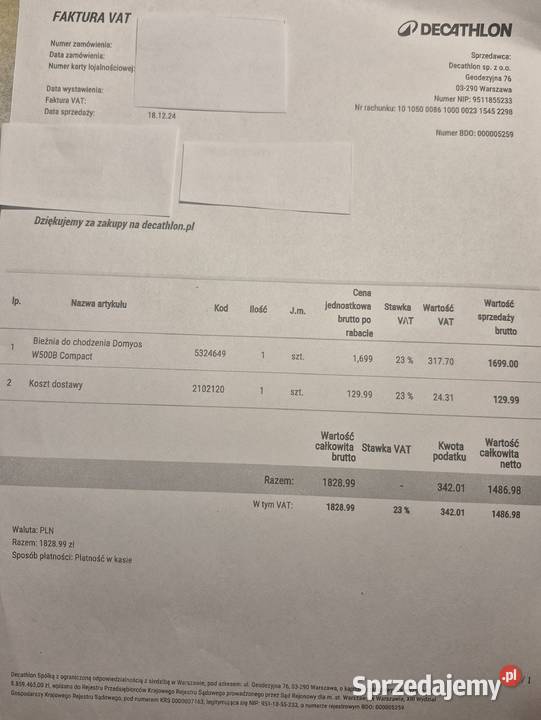 Bieżnia Domyos W500B Compact nowa odbiór śląskie Bielsko-Biała