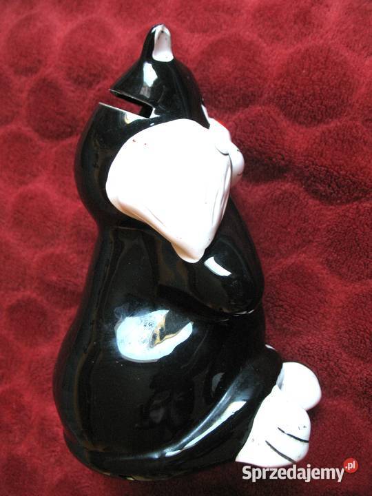 Kot Sylwester skarbonka 16 x 11 x 10 ceramika mazowieckie