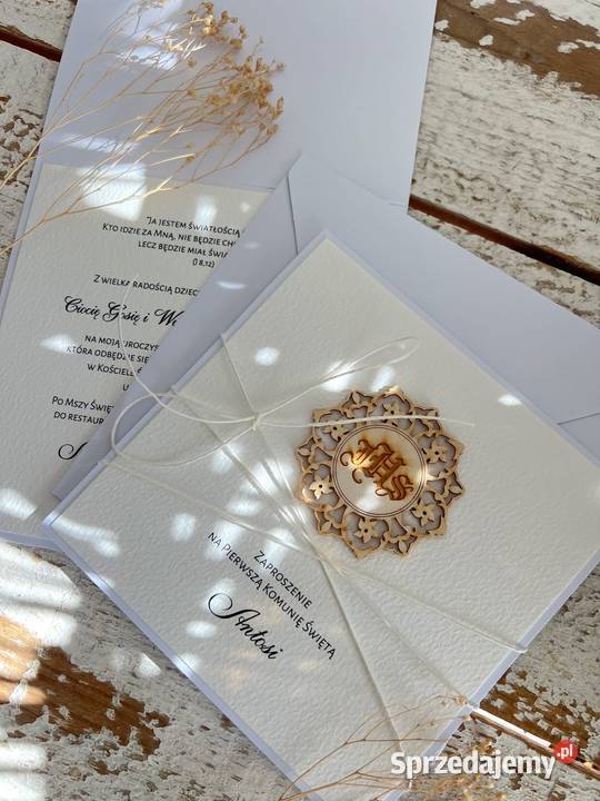 Zaproszenia na komunie dziewczynki ręcznie pomorskie