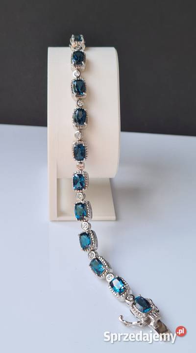 Srebrna bransoletka z Topazem London Blue i Otwock
