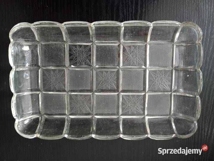 salaterka prostokątna szkło PRL przezroczysty Warszawa
