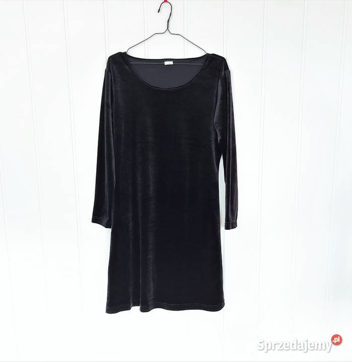 Czarna sukienka vintage 40 L welur welurowa mini sprzedam
