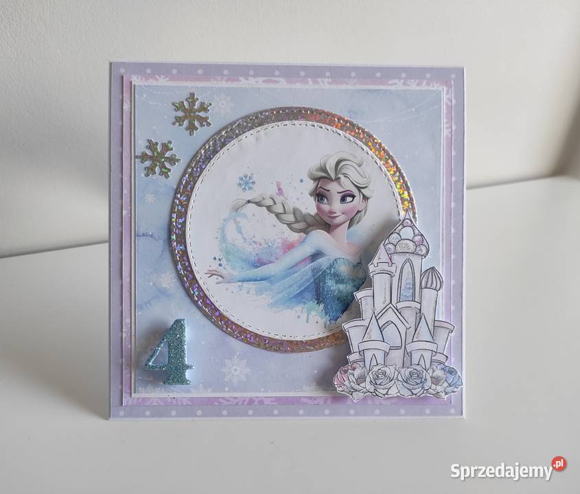 Kartka ręcznie robiona urodzinowa Kraina lodu Rękodzieło Łódź sprzedam