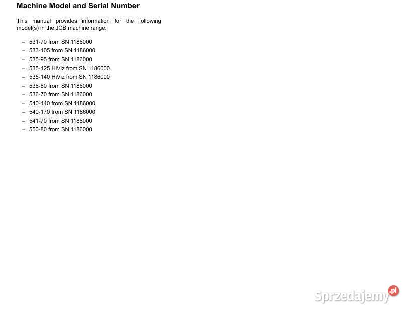 JCB 53660 53670 540140 540170 54170 55080 ins motoryzacja, transport Kielce
