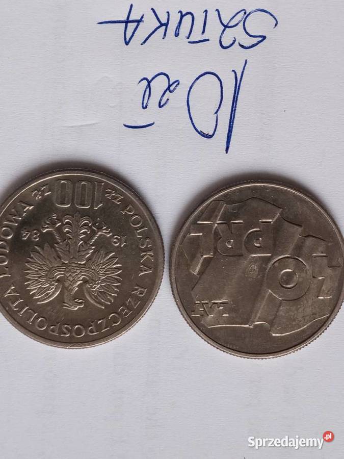 Moneta 100 40 LAT PRL z 1984 zachodniopomorskie Szczecinek