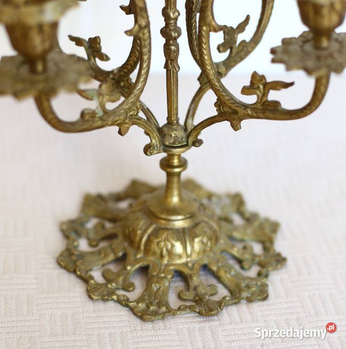 Mosiężny ozdobny świecznik 5 ramienny kandelabr pomorskie Gdańsk