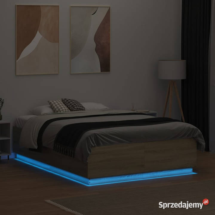 Rama łóżka z LED dąb sonoma 120x190 WM3209655 Łóżka