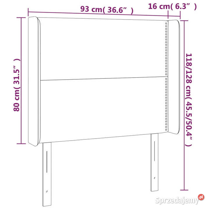 Zagłówek do łóżka z LED czarny 93x16x118128 Warszawa
