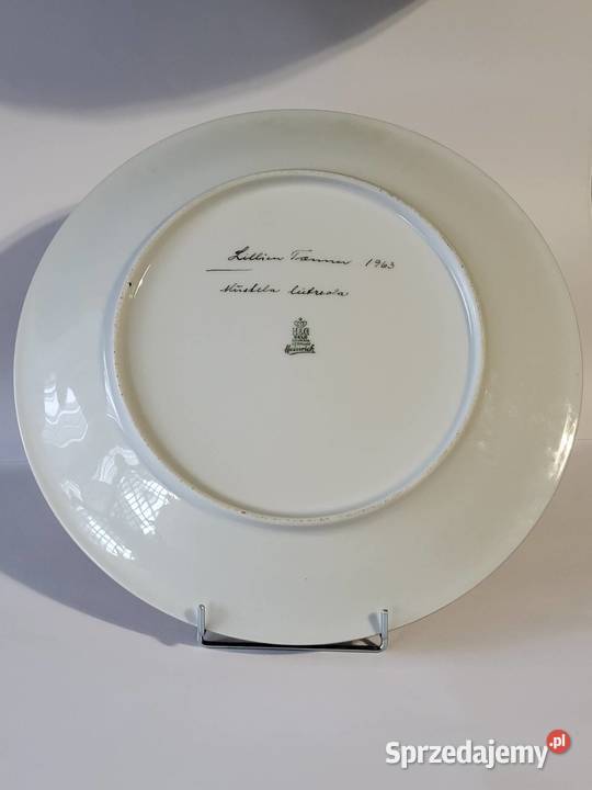 Ręcznie malowany talerz z norką 1963 Porcelana i szkło Gdańsk sprzedam