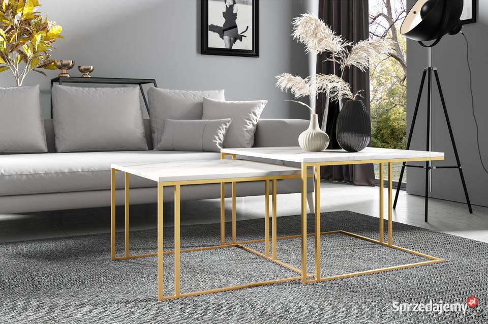 Zestaw stolików kawowych Astro złoty 2w1 dostawa Tarchały Małe