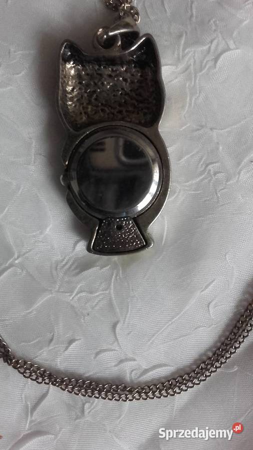 NASZYJNIK Z MEDALIONEM SOWĄ I ZEGARKIEM Piła