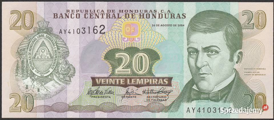 HONDURAS 20 LEMPIRAS 2004 STAN BANKOWY UNC Kolekcje Łódź