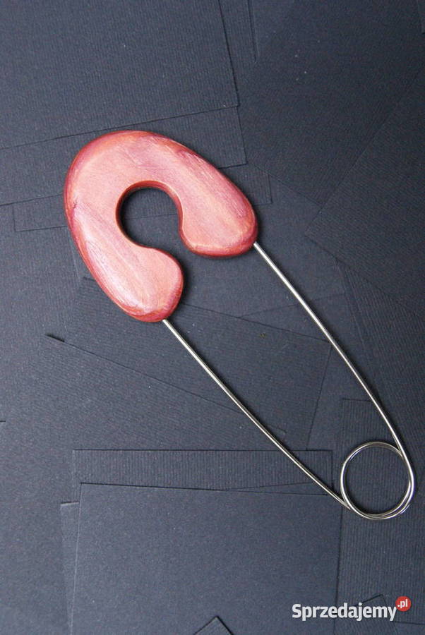 Klasyczna agrafka broszka do szala drewno Łódź